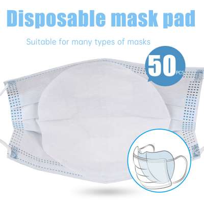 50PCS Disposable Mask Gasket Filter 3-Layers Cotton Core Replaceable Pad Breathable Face Mask Filter Antivirus Haze Masks Filter