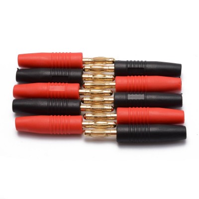 10pcs 2/4mm Red+black Gold Plated Wire Solder Type Male Banana Plug Connector